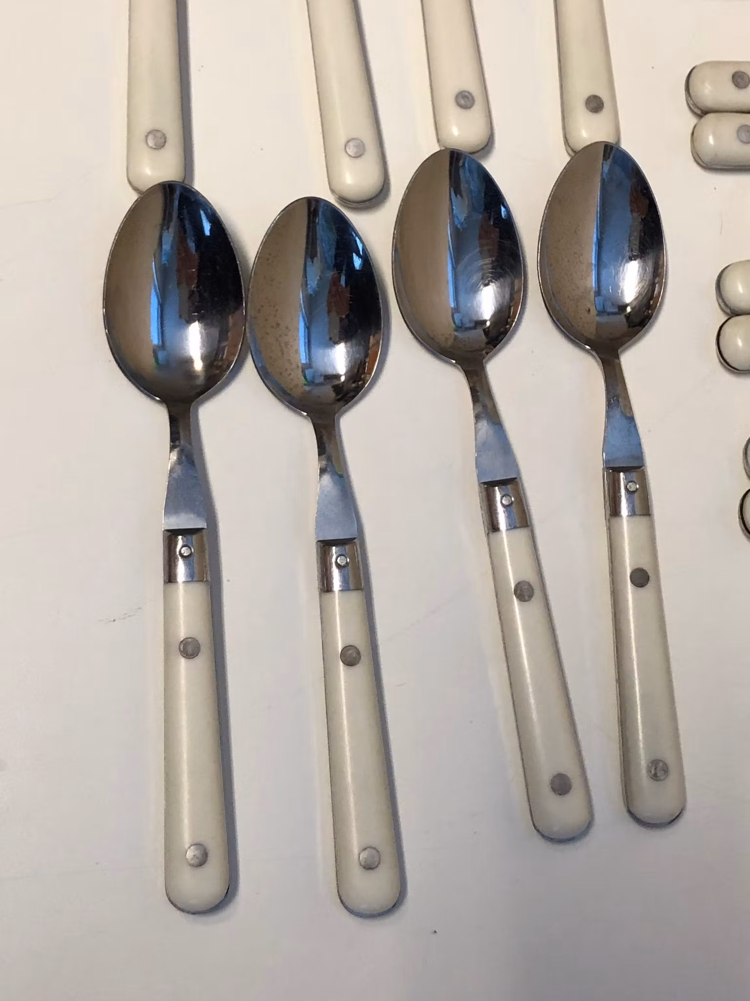 MATBESTICK, 20 delar, stainless steel, Melron France, 1900-talets sista kvartal.