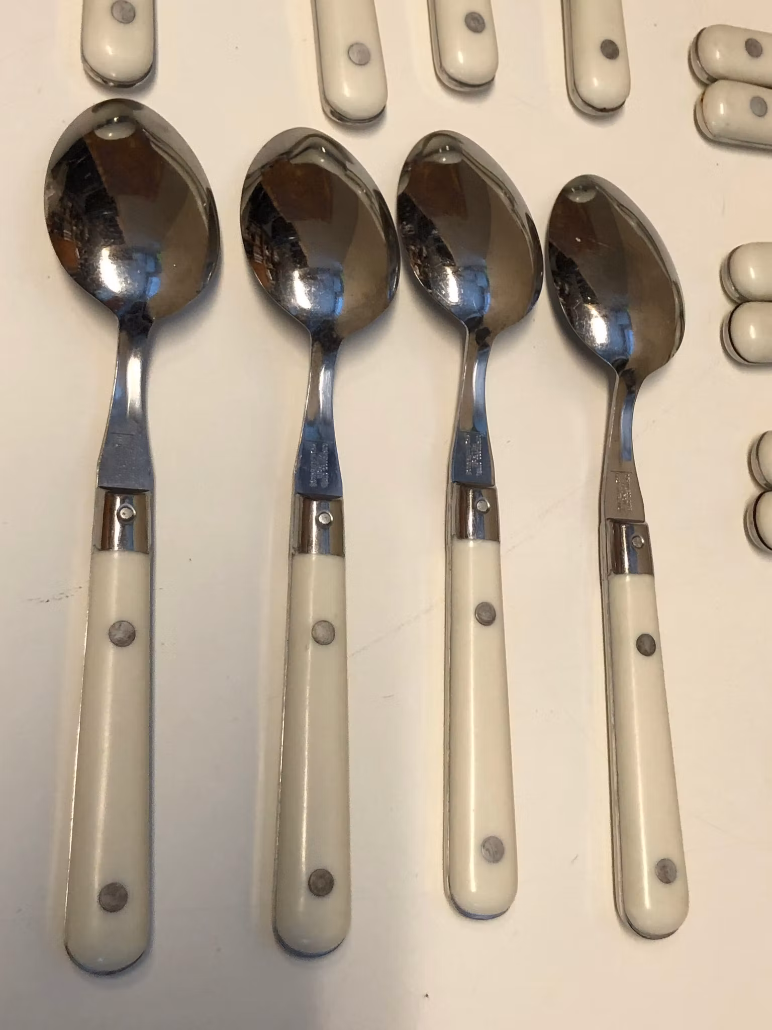 MATBESTICK, 20 delar, stainless steel, Melron France, 1900-talets sista kvartal.
