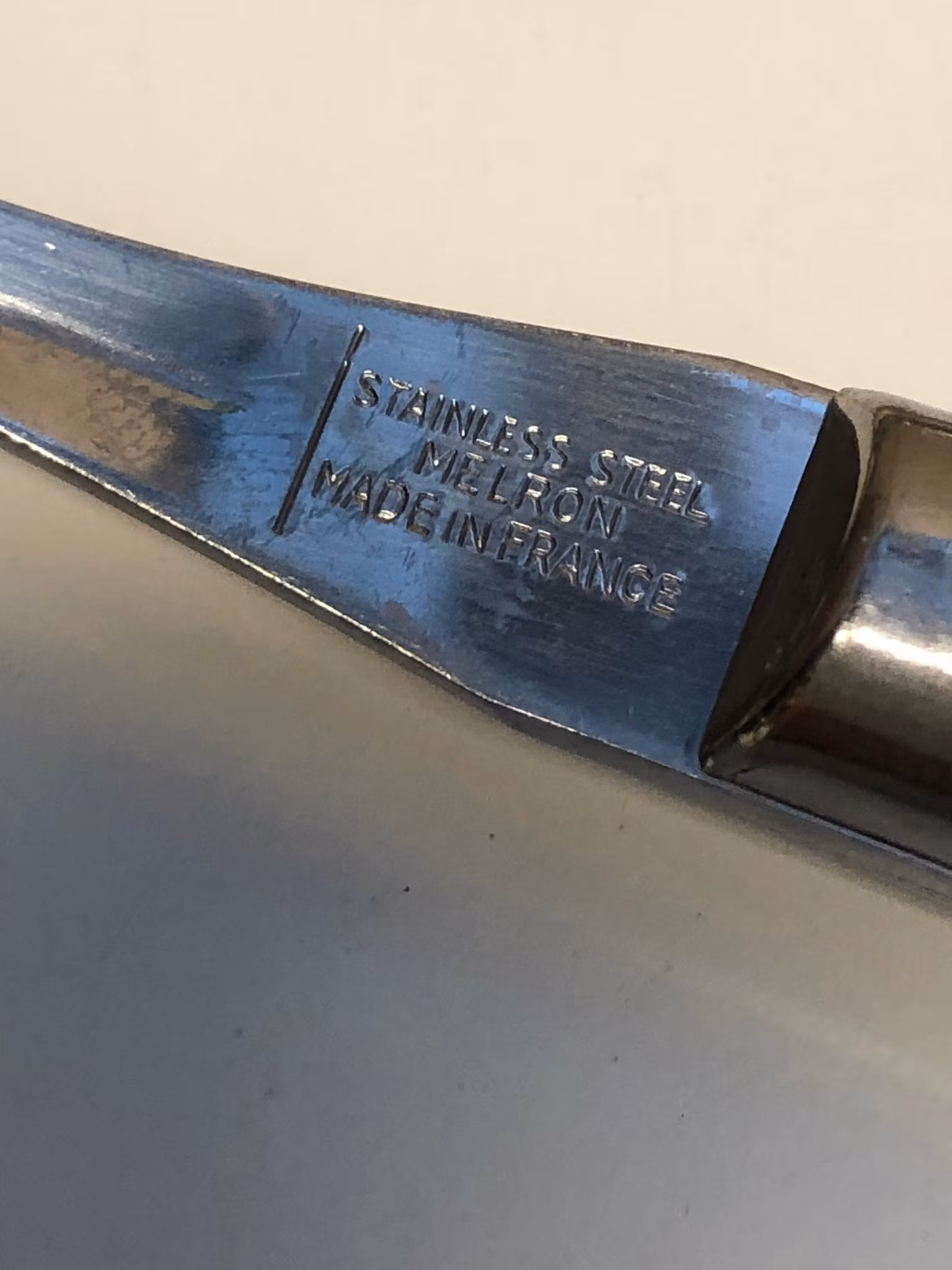 MATBESTICK, 20 delar, stainless steel, Melron France, 1900-talets sista kvartal.