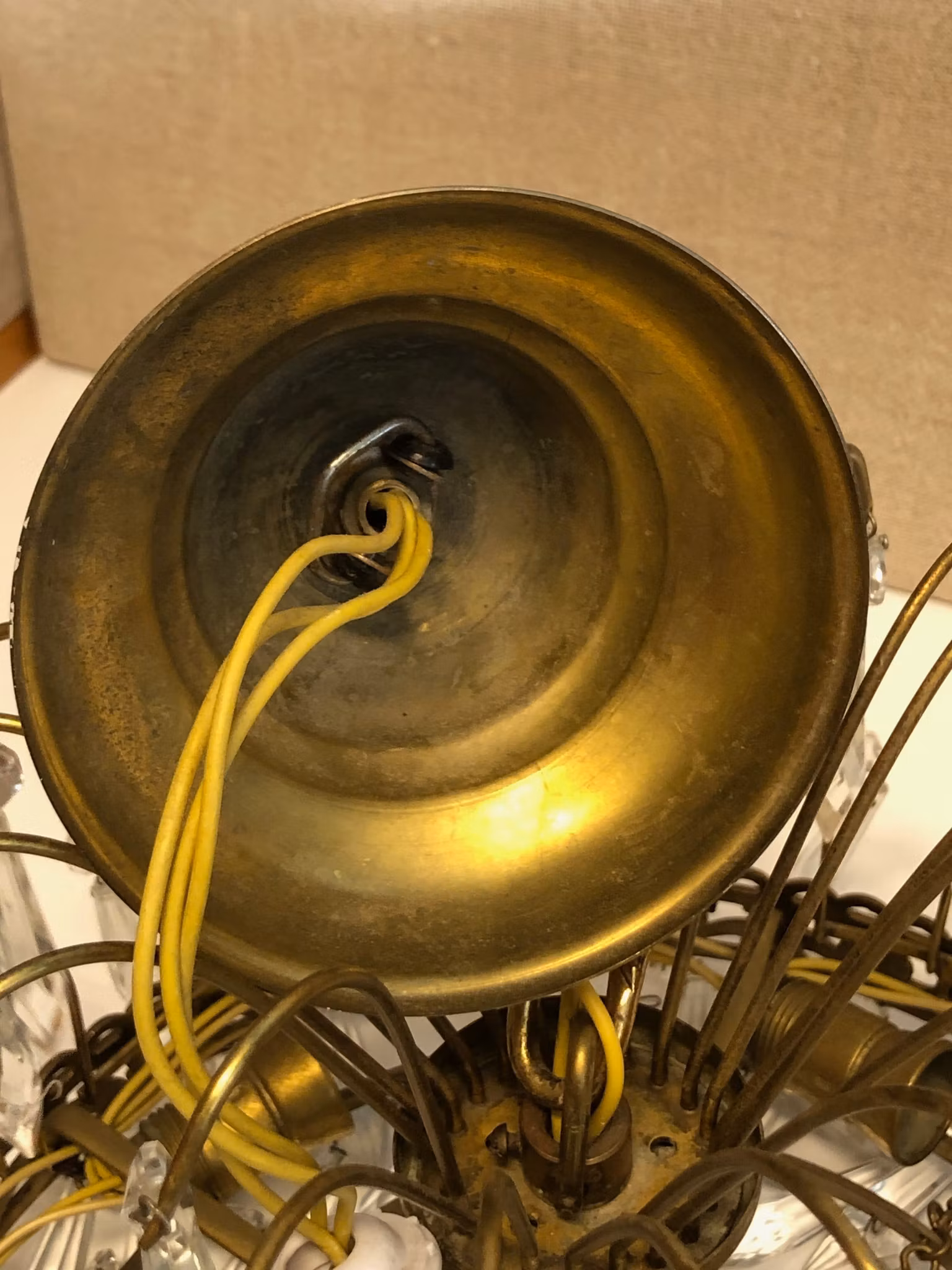 KRISTRALLKRONA, mässing/kristall, 1900-talets mitt.