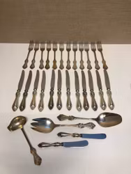 BESTICKSUPPSÄTTNING 29 delar, nysilver, " Olga", Guldsmeds Aktiebolaget, 1900-tal.