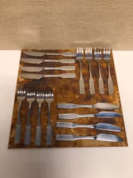 SMÖRGÅSBESTICK ”Hjärteblom” 16 del, rostfritt, 1960/70-tal.