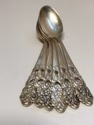 DESSERTSKEDAR 6 st. nysilver, Guldsmeds Aktiebolaget, 1900-tal.