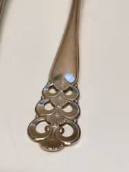 DAVID ANDERSEN Efterrätts/dessertskedar ”Norrøna” 6 st. nysilver, 1900-tal. Norge