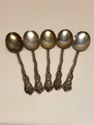DESSERT/DESSERT SPOONS 5 pcs, nickel silver, "Amsterdam", second half of the 20th century.