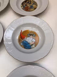 DEEP PLATES, 6 pieces, ceramic, after Jenny Nyström, Kalmar County Museum, late 20th century.