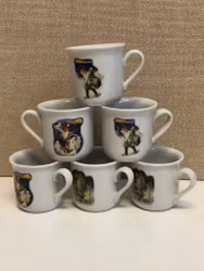 GLÖGG MUGS 6 pcs. ceramic, after Jenny Nyström, Kalmar County Museum, late 20th century.