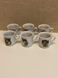 GLÖGG MUGS 6 pcs. ceramic, after Jenny Nyström, Kalmar County Museum, late 20th century.