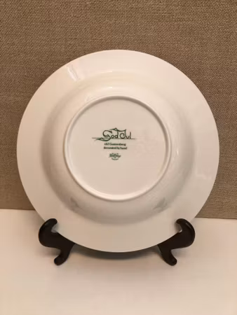 DJUPTALLRIK, flintgods, handmålad, "God Jul",  Old Gustavsberg, Rörstrand..