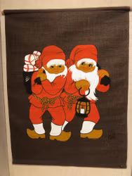 WALL COVERING, textile, "Santa Claus", printed, signed Hill, second half of the 20th century.