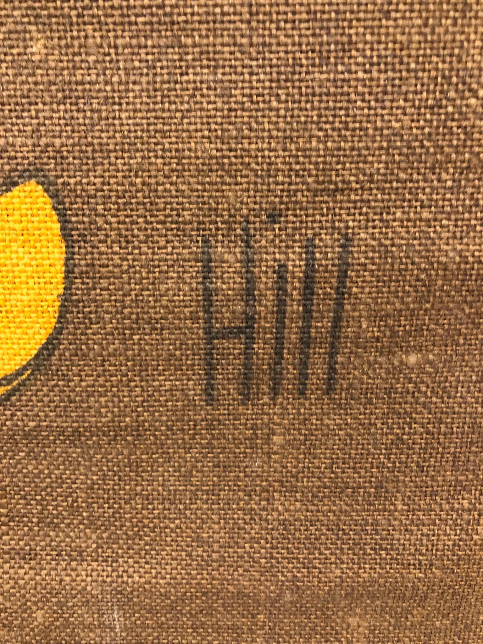 VÄGGBONAD, textil, " Tomtenissar", tryckt, signerad Hill, 1900-talets andra hälft.