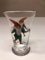 TOMTEGLAS, handblåst, handmålad, 1900-talets första del.