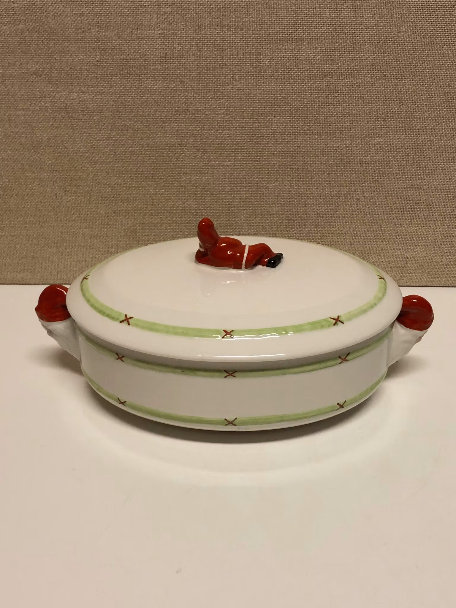 POT WITH LID, flint, hand-painted, "Merry Christmas", Gustavsberg.