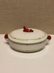 POT WITH LID, flint, hand-painted, "Merry Christmas", Gustavsberg.