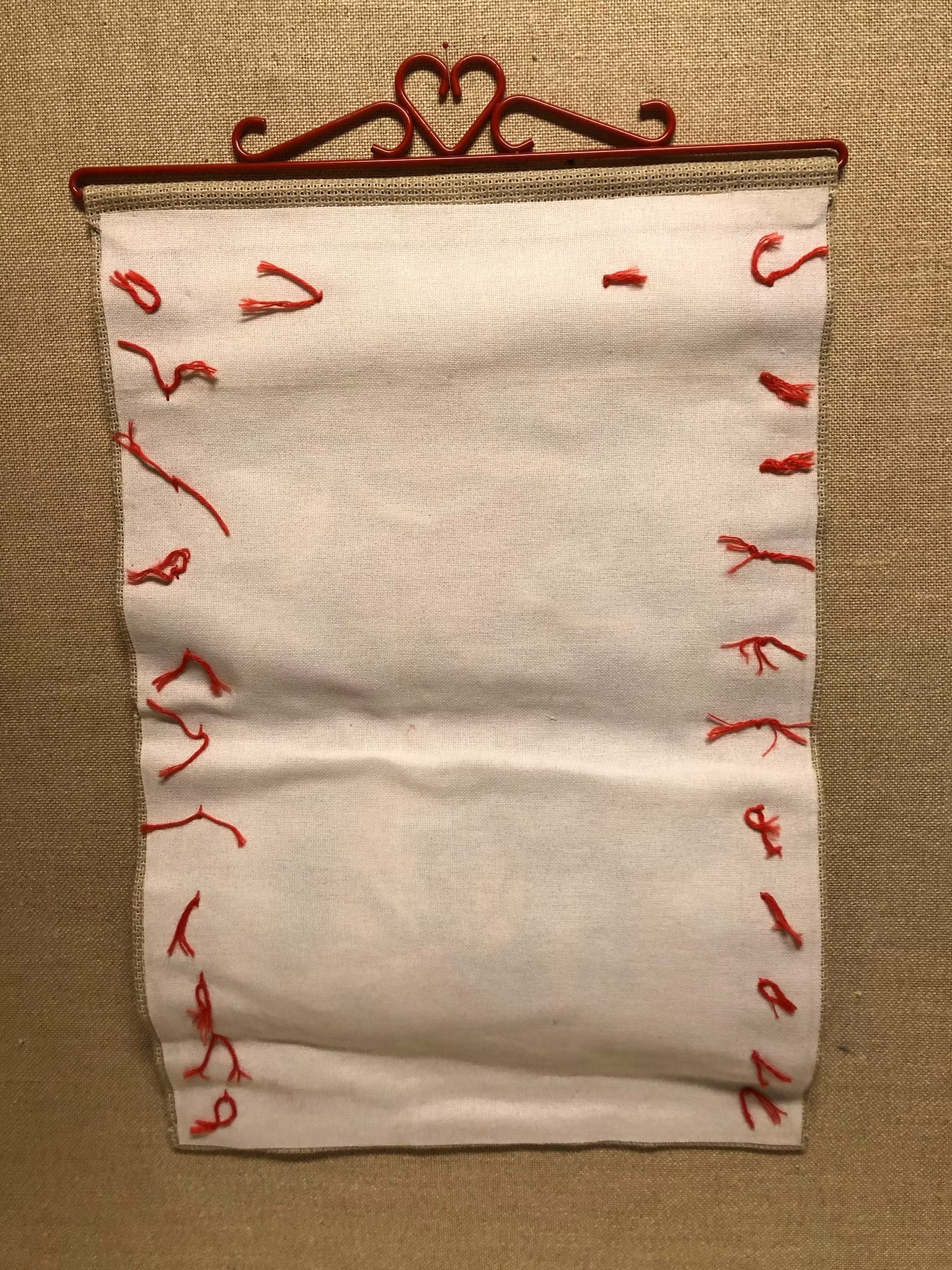 JULKALENDER/VÄGGBONAD, textil, handbroderad, 1900-talets andra hälft.