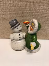 FIGURINE, porcelain, "Girl and Snowman", Goebel, W Germany.