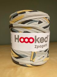 Hoooked Zpagetti heklegarn - flerfarget grå og gul