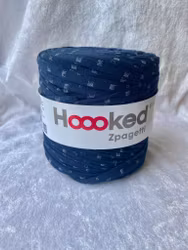 Hoooked Zpagetti heklegarn - mørk blå og hvit