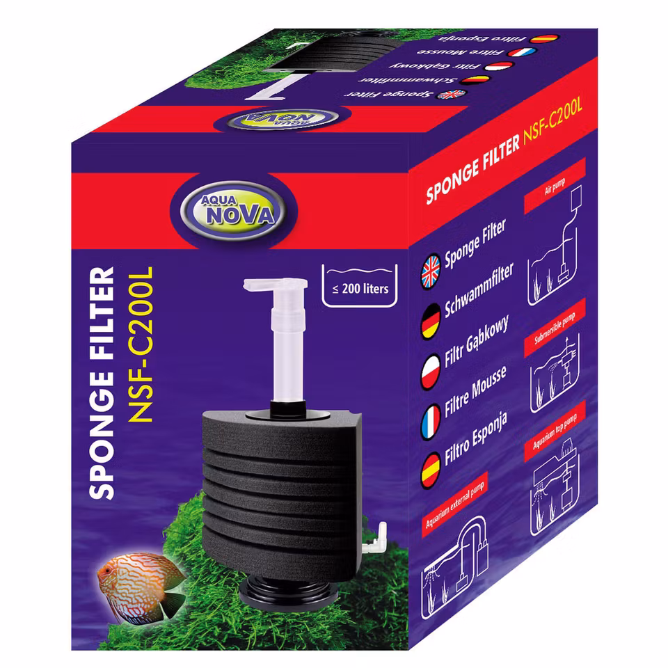 Stille og Kraftfuld: Aqua Nova NSF-C200L Svampfilter til 200L Akvarier