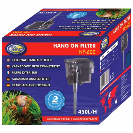 Aqua Nova NF-600 - Ydre Akvariefilter med Oliefiltering - 450L/H