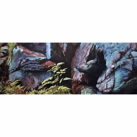 "The Hiding Spot" av Henrik Jacobsson, Akryl på duk. 150x60cm