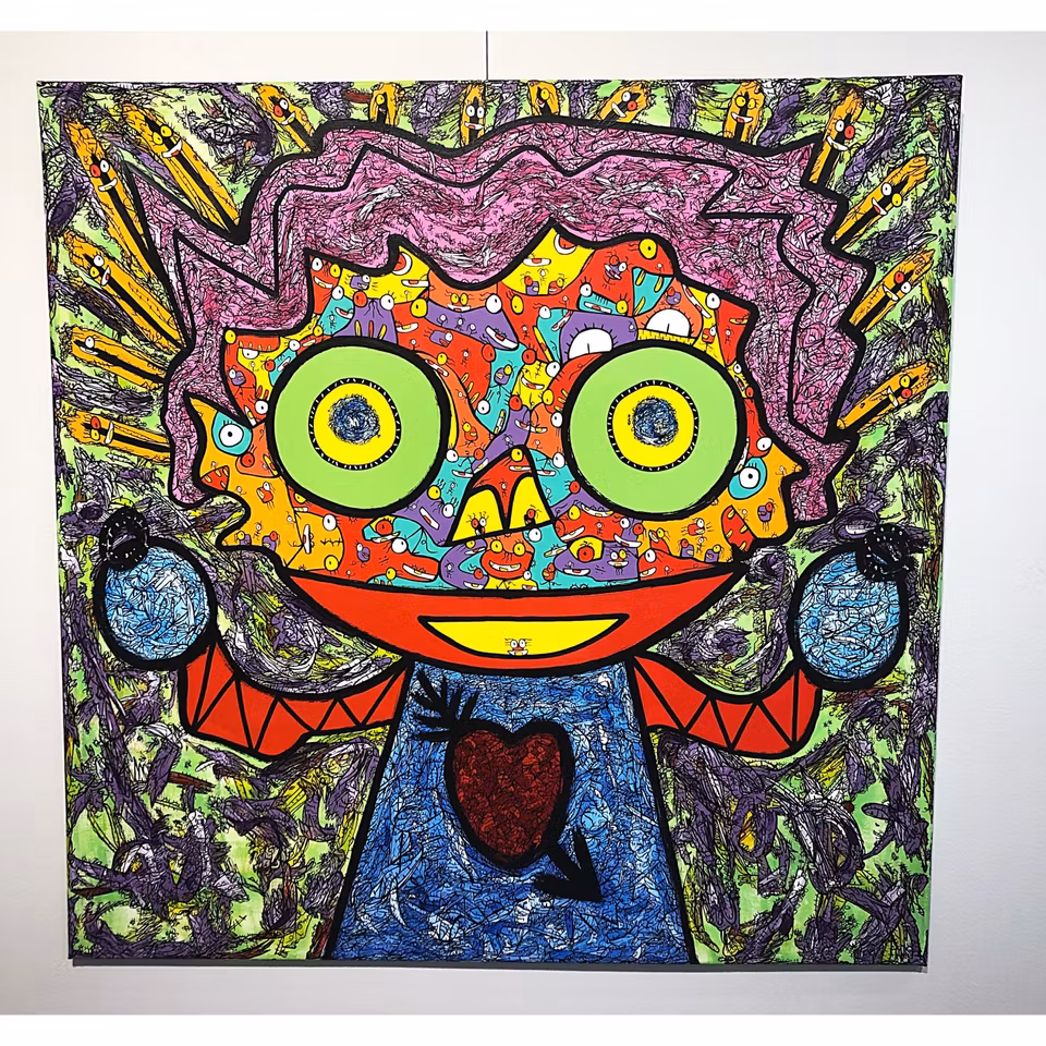 "Wilderness of Love" av Vhilo H. Persson. Akryl på duk 100x100 cm