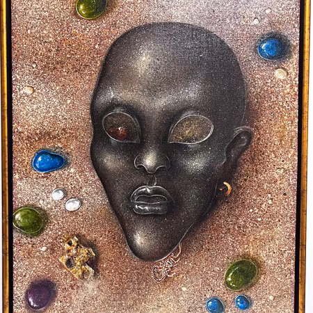 "Nubian Face" Akrylmålning av Bjørn Lindow, 58x69 cm