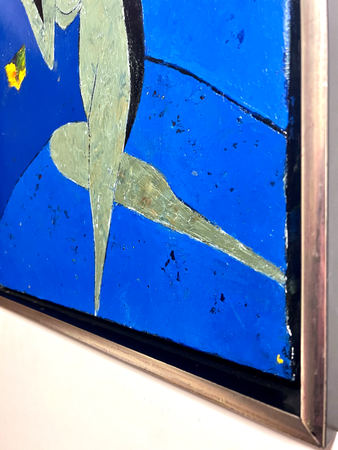 "Kvinna på blått" Olja på duk av Lajos Flesser, 43x50 cm