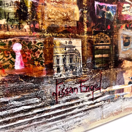 "Èchequier I" Original av Nissan Engel. 60x60 cm