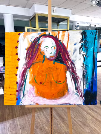 "Bloody Thoughts" Olja på duk av Agneta Granstad 100x80cm
