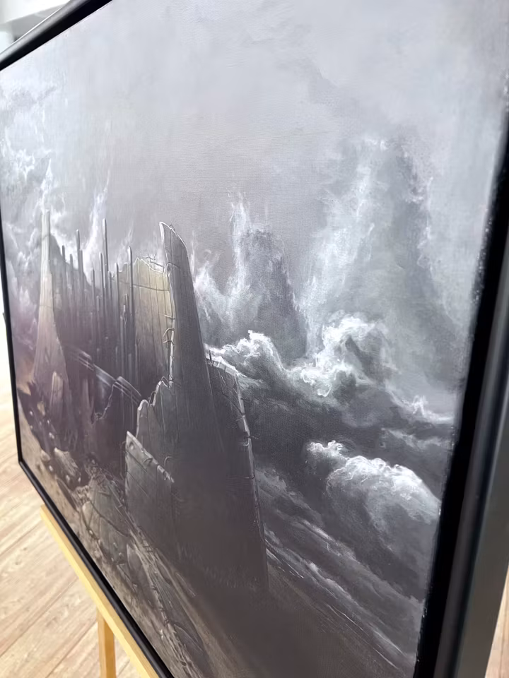 "Three Mile Island" Akrylmålning på duk av Jonas Brodin- 90x70 cm