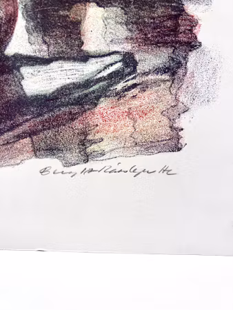 Litografi av Bengt Andersson Råssbyn, 61x55 cm