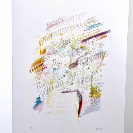 "Kören" Litografi av Kjell Lannå 40x53,5 cm