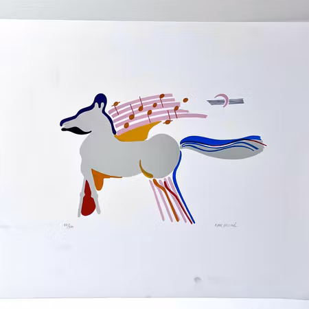"Musikalisk kamel" Litografi av Kjell Lannå 52x43 cm
