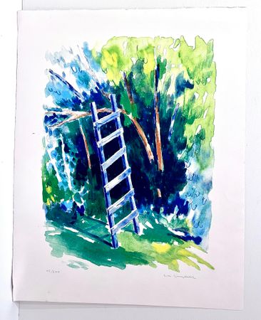 "Stegen" Litografi av Eva Ljungblad. 48x62 cm