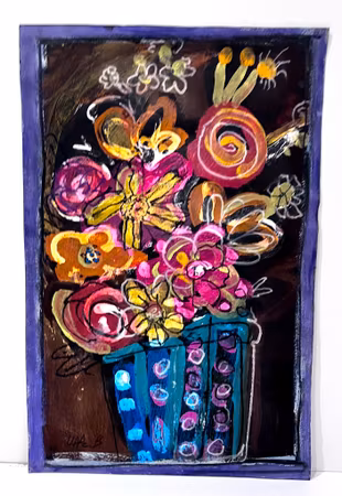 "Blomvas II " av Uffe B, Akvarell på papper, 33x50 cm