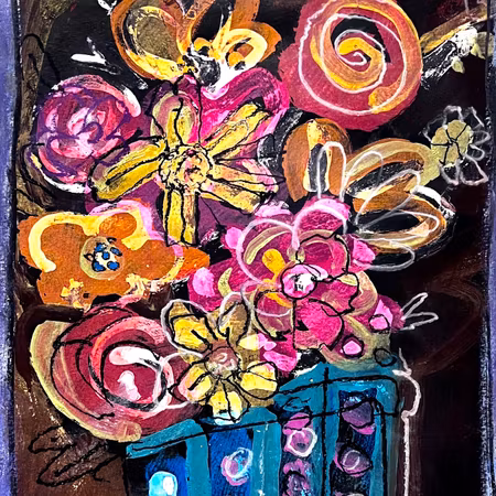 "Blomvas II " av Uffe B, Akvarell på papper, 33x50 cm