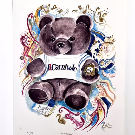 "Carnivale" Handkolorerat litografi av Catharina Göth. 45x64 cm