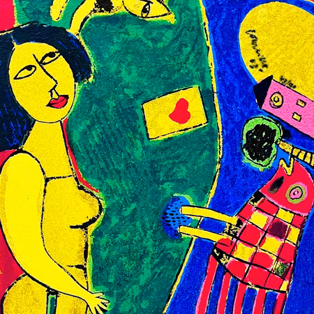 Grafiskt blad av Beverloo Corneille. 35x40 cm