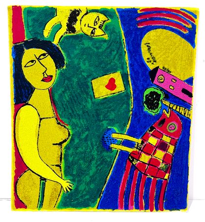 Grafiskt blad av Beverloo Corneille. 35x40 cm