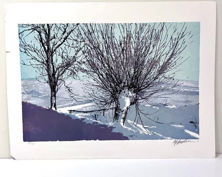 "Vinterskog" Litografi av Ulf Onsberg. 63x47,5 cm