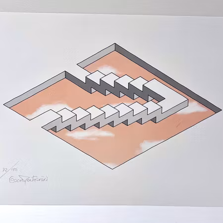 "Omöjlig figur" Litografi av Oscar Reutherswärd. 44x33 cm