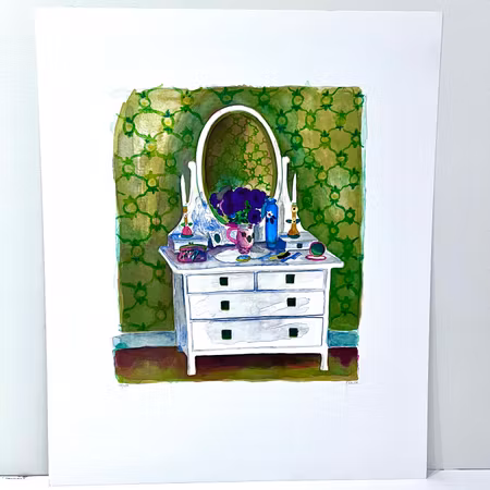 "Byrån" Litografi av Evy Låås 54x43,5cm