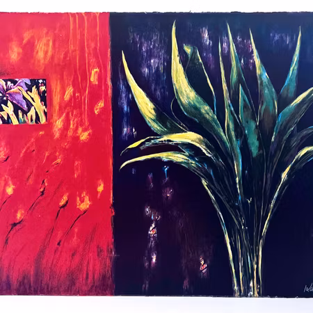 "Lilja i blom" Litografi av Karin Broos. 76x57 cm