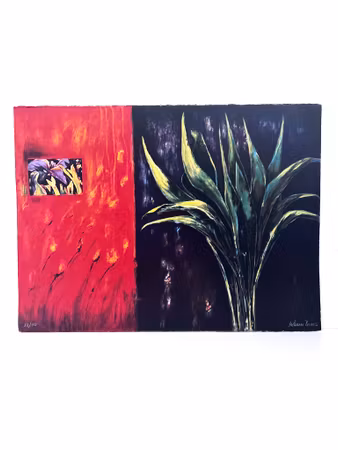"Lilja i blom" Litografi av Karin Broos. 76x57 cm