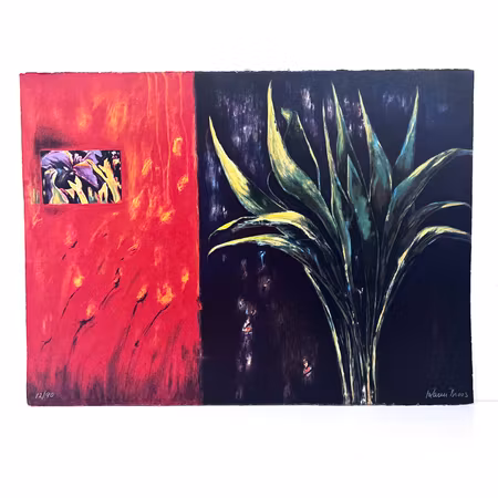 "Lilja i blom" Litografi av Karin Broos. 76x57 cm