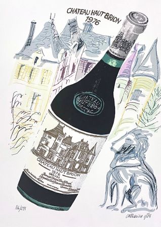 "Chateau Haut Brion" Litografi av Catharina Göth. 46x62 cm