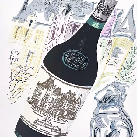 "Chateau Haut Brion" Litografi av Catharina Göth. 46x62 cm
