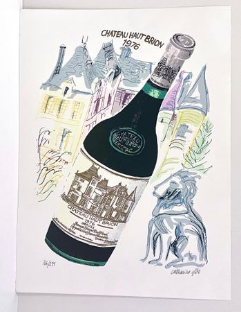 "Chateau Haut Brion" Litografi av Catharina Göth. 46x62 cm