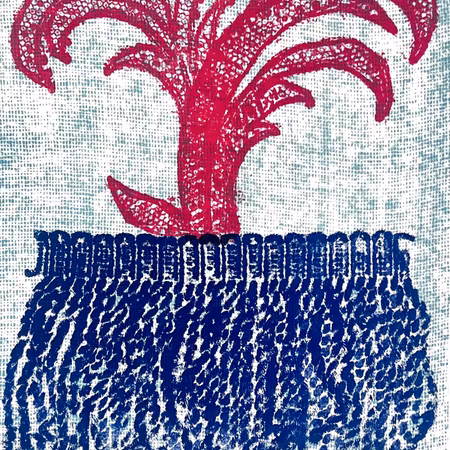 "La palma" Litografi av Enrico Baj. 31.5 x 35.5 cm